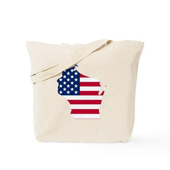 CafePress - Wisconsin American Flag Tote Bag - Unisex Canvas Tote Bag, Beige, 1-Piece