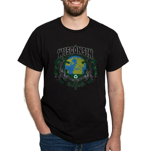 CafePress - Wisconsin Green Pride Dark T Shirt - Men's Classic Graphic Cotton T-Shirt