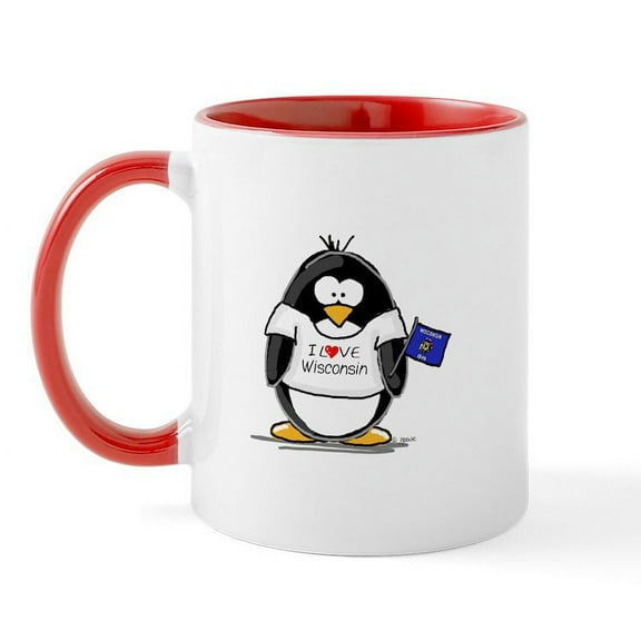 CafePress - Wisconsin Penguin Mug - 11 oz Ceramic Mug - Novelty Coffee Tea Cup