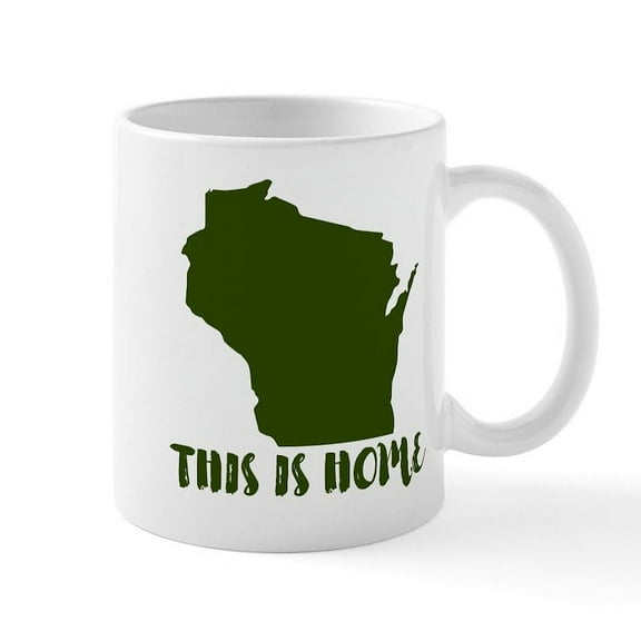 CafePress - Wisconsin This Is Home Mug - 11 oz Ceramic Mug - Novelty Coffee Tea Cup