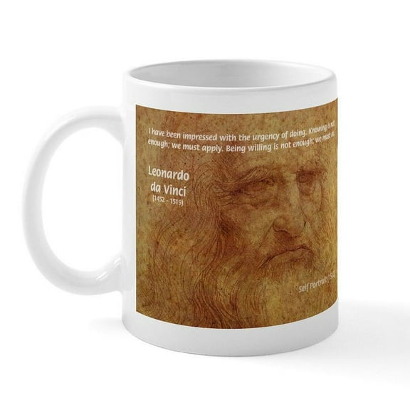 CafePress - Wisdom Leonardo Da Vinci Mug - 11 oz Ceramic Mug - Novelty Coffee Tea Cup