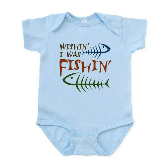 CafePress - Wishin' I Was Fishin' Infant Bodysuit - Baby Light Bodysuit, Size Newborn - 24 Months