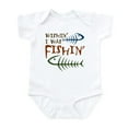 thumbnail image 1 of CafePress - Wishin' I Was Fishin' Infant Bodysuit - Baby Light Bodysuit, Size Newborn - 24 Months, 1 of 4