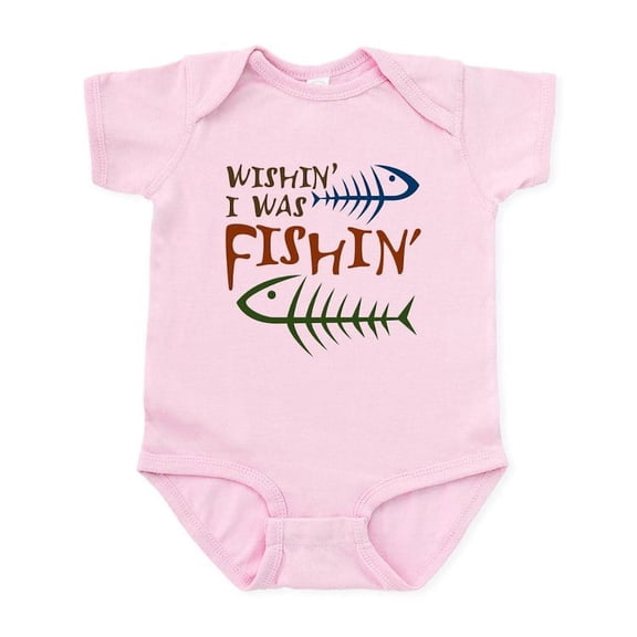 CafePress - Wishin' I Was Fishin' Infant Bodysuit - Baby Light Bodysuit, Size Newborn - 24 Months