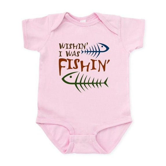 CafePress - Wishin' I Was Fishin' Infant Bodysuit - Baby Light Bodysuit, Size Newborn - 24 Months