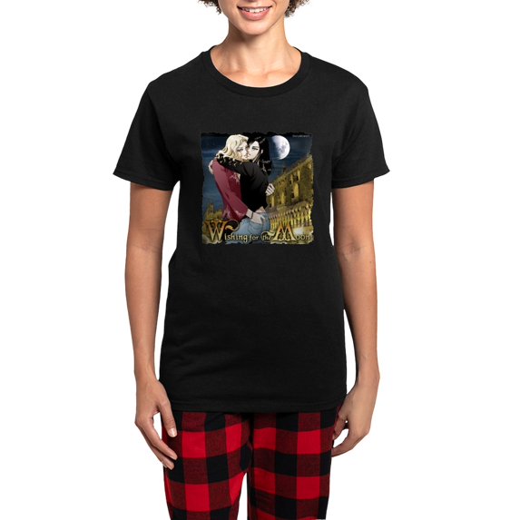 CafePress - Wishing For The Moon Women's Dark Pajamas - Women's Short Sleeve Print T-Shirt and Pants Dark Cotton Pajama Set