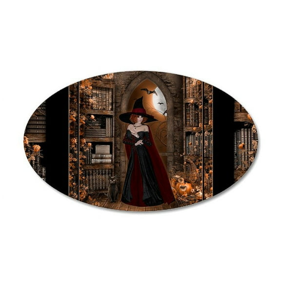 CafePress - Witch In Library - 35x21 Oval Wall Decal
