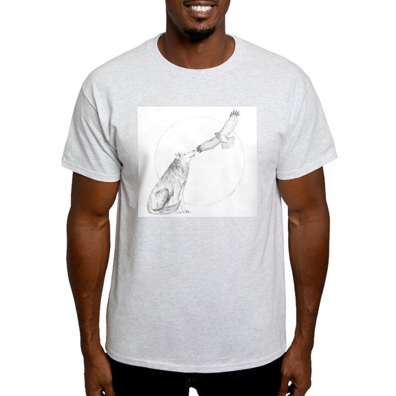 CafePress - Wolf And Hawk Light T Shirt - Men's Classic Graphic T-Shirt