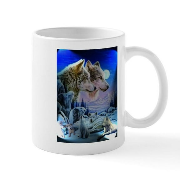 CafePress - Wolf Family - 11 oz Ceramic Mug - Novelty Coffee Tea Cup