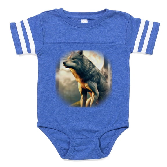 CafePress - Wolf Howling At The Full Mo - Cute Infant Baby Football Bodysuit