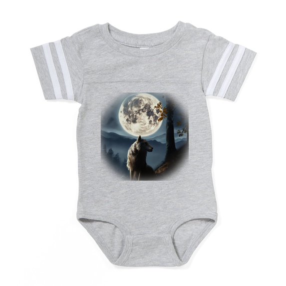 CafePress - Wolf Howling At The Full Mo - Cute Infant Baby Football Bodysuit