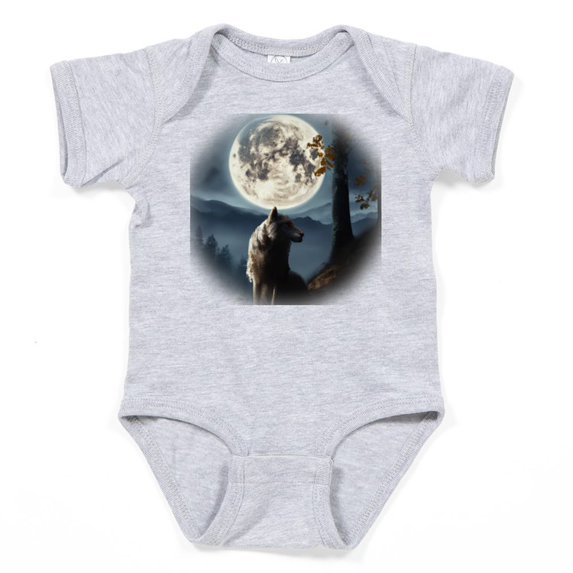 CafePress - Wolf Howling At The Full Moon Portrait Body Suit - Cute Infant Bodysuit Baby Romper - Size Newborn - 24 Months