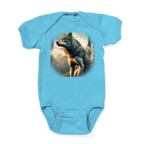 CafePress - Wolf Howling At The Full Moon Portrait Body Suit - Cute Infant Bodysuit Baby Romper - Size Newborn - 24 Months