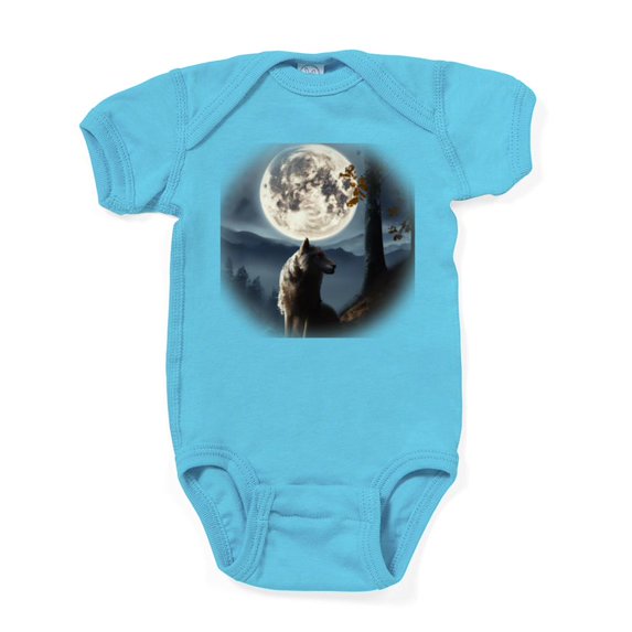 CafePress - Wolf Howling At The Full Moon Portrait Body Suit - Cute Infant Bodysuit Baby Romper - Size Newborn - 24 Months