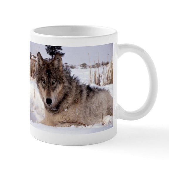 CafePress - Wolf In Yellowstone Mug - 11 oz Ceramic Mug - Novelty Coffee Tea Cup