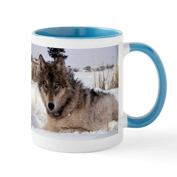 CafePress - Wolf In Yellowstone Mug - 11 oz Ceramic Mug - Novelty Coffee Tea Cup