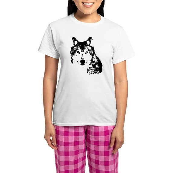 CafePress - Wolf Pajamas - Women's Short Sleeve Print T-Shirt and Pants Light Cotton Pajama Set