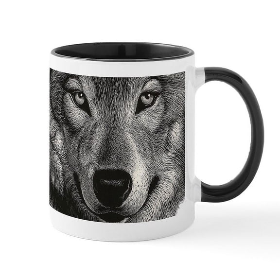 CafePress - Wolf Sketch Mugs - 11 oz Ceramic Mug - Novelty Coffee Tea Cup