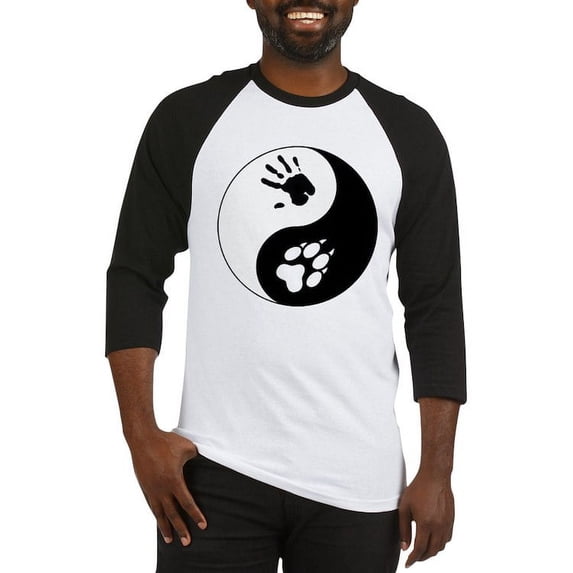 CafePress - Wolf Therian Ying Yang Baseball Jersey - Cotton Baseball Jersey, 3/4 Raglan Sleeve Shirt