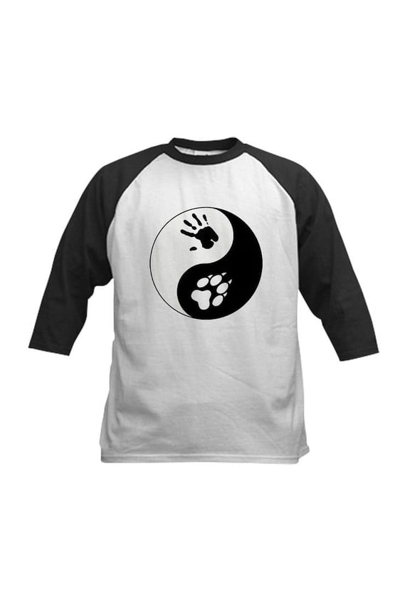 - Wolf Therian Ying Yang Kids Baseball Jersey - Kids Cotton Baseball Jersey, 3/4 Sleeve Shirt