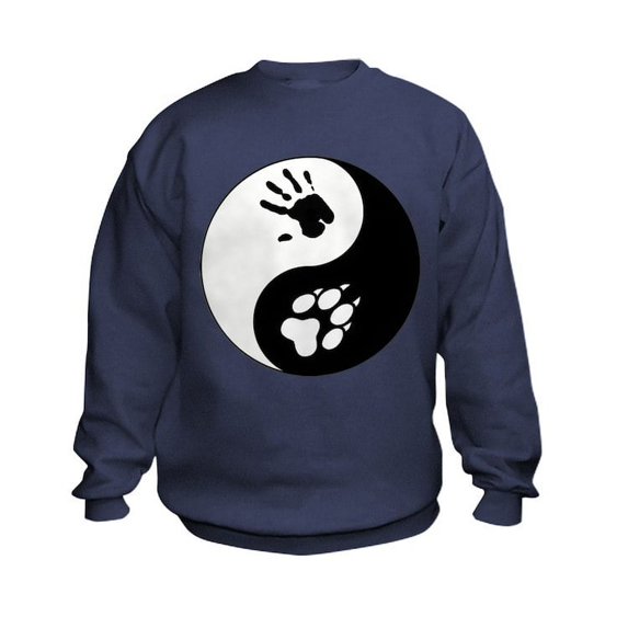 CafePress - Wolf Therian Ying Yang Kids Sweatshirt - Kids Sweatshirt, Youth Crew Neck Sweatshirt
