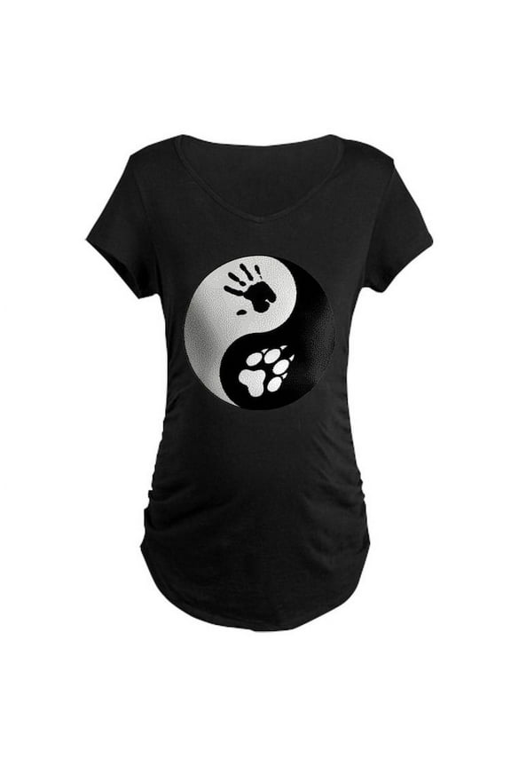- Wolf Therian Ying Yang Maternity Dark T Shirt - Maternity Dark T-Shirt