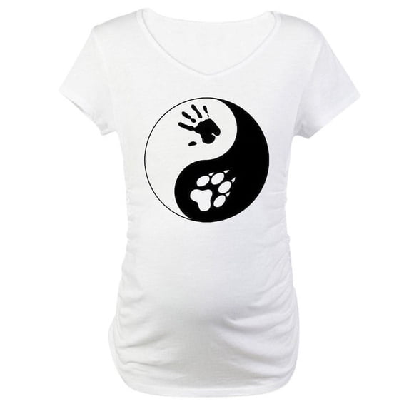 CafePress - Wolf Therian Ying Yang Maternity T Shirt - Cotton Maternity T-shirt, Cute & Funny Pregnancy Tee
