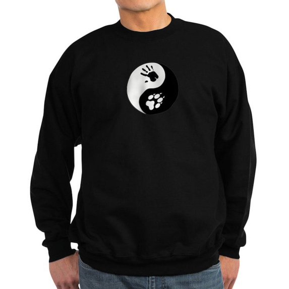 CafePress - Wolf Therian Ying Yang Sweatshirt (Dark) - Classic Crew Neck Sweatshirt