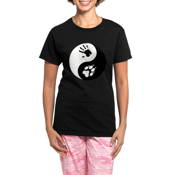CafePress - Wolf Therian Ying Yang Women's Dark Pajamas - Women's Short Sleeve Print T-Shirt and Pants Dark Cotton Pajama Set