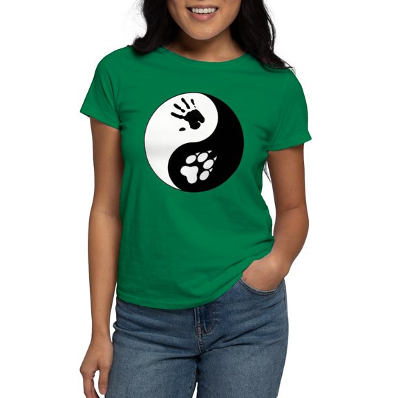 CafePress - Wolf Therian Ying Yang Women's Dark T Shirt - Women's Traditional Fit Dark T-Shirt