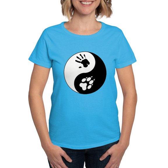 CafePress - Wolf Therian Ying Yang Women's Dark T Shirt - Women's Traditional Fit Dark T-Shirt