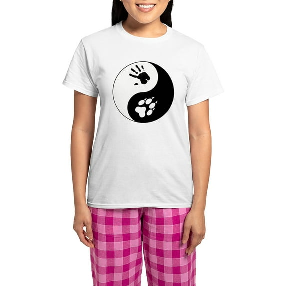 CafePress - Wolf Therian Ying Yang Women's Light Pajamas - Women's Short Sleeve Print T-Shirt and Pants Light Cotton Pajama Set