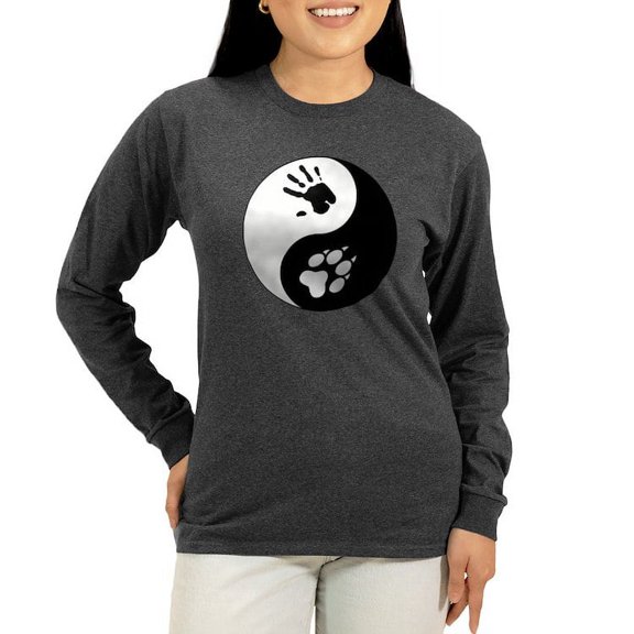 CafePress - Wolf Therian Ying Yang Women's Long Sleeve Dark T - Women's Long Sleeve Graphic Tee Casual Fit