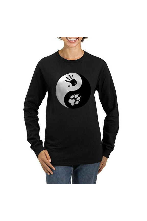 - Wolf Therian Ying Yang Women's Long Sleeve Dark T - Women's Long Sleeve Graphic Tee Casual Fit