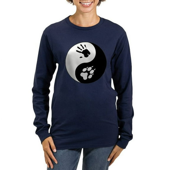 CafePress - Wolf Therian Ying Yang Women's Long Sleeve Dark T - Women's Long Sleeve Graphic Tee Casual Fit