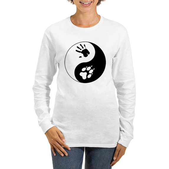 CafePress - Wolf Therian Ying Yang Women's Long Sleeve T Shirt - Women's Long Sleeve Graphic Casual T-Shirt