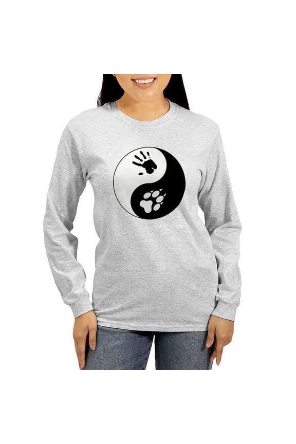 - Wolf Therian Ying Yang Women's Long Sleeve T Shirt - Women's Long Sleeve Graphic Casual T-Shirt