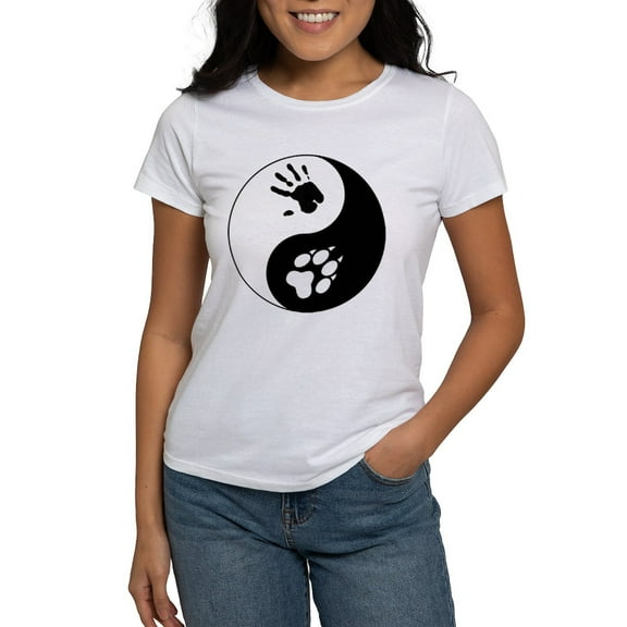 CafePress - Wolf Therian Ying Yang Women's T Shirt - Women's Classic T-Shirt
