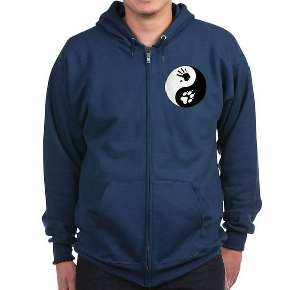 CafePress - Wolf Therian Ying Yang Zip Hoodie (Dark) - Zip Hoodie, Classic Hooded Sweatshirt with Metal Zipper