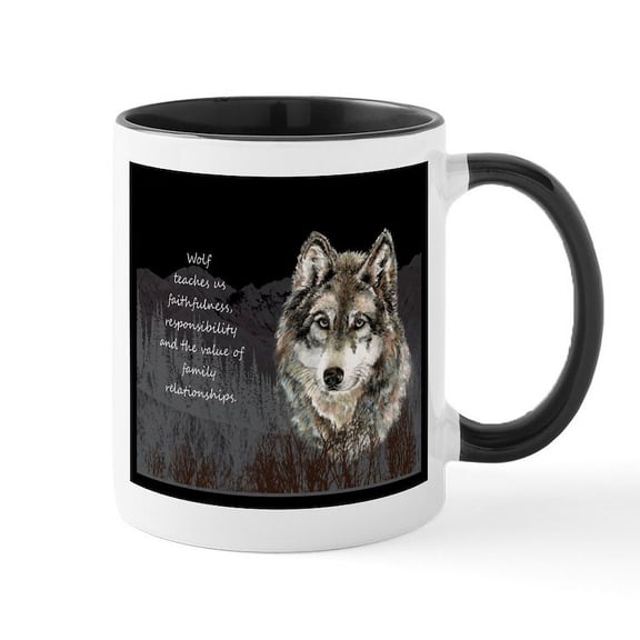 CafePress - Wolf Totem Animal Spirit Guide For Inspiration Mug - 11 oz Ceramic Mug - Novelty Coffee Tea Cup