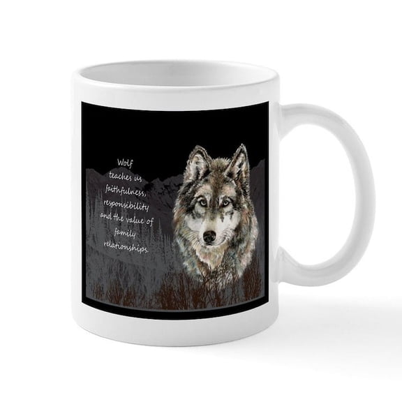 CafePress - Wolf Totem Animal Spirit Guide For Inspiration Mug - 11 oz Ceramic Mug - Novelty Coffee Tea Cup