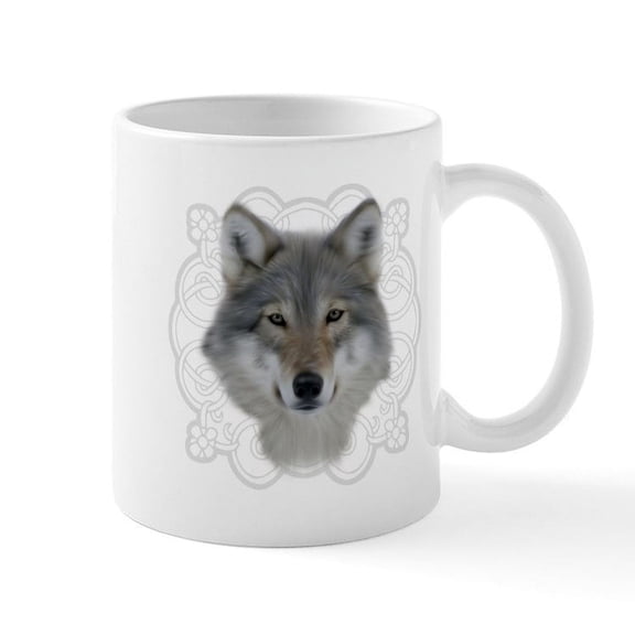 CafePress - Wolf With Saxon Motif - 11 oz Ceramic Mug - Novelty Coffee Tea Cup