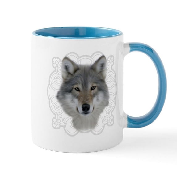 CafePress - Wolf With Saxon Motif - 11 oz Ceramic Mug - Novelty Coffee Tea Cup