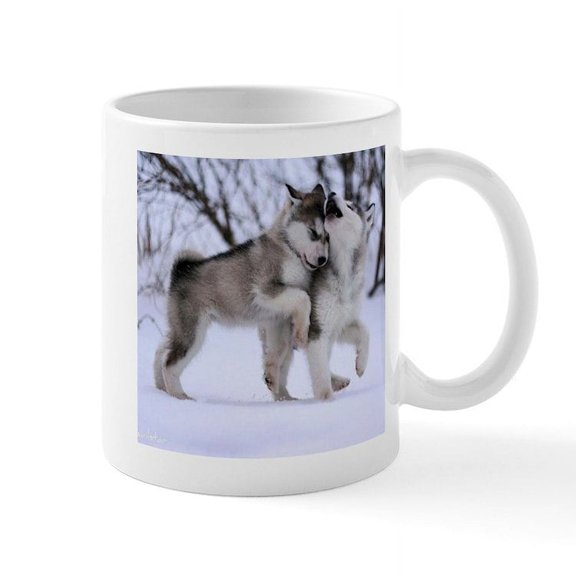 CafePress - Wolves Playing Mug - 11 oz Ceramic Mug - Novelty Coffee Tea Cup