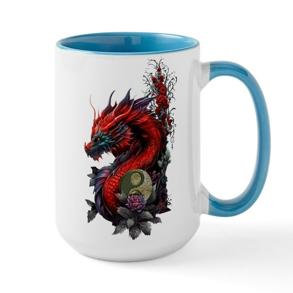 CafePress - Wonderful Chinese Dragon Mugs - 15 oz Ceramic Large White Novelty Mug