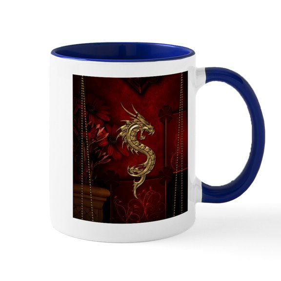 CafePress - Wonderful Golden Chinese Dragon - 11 oz Ceramic Mug - Novelty Coffee Tea Cup