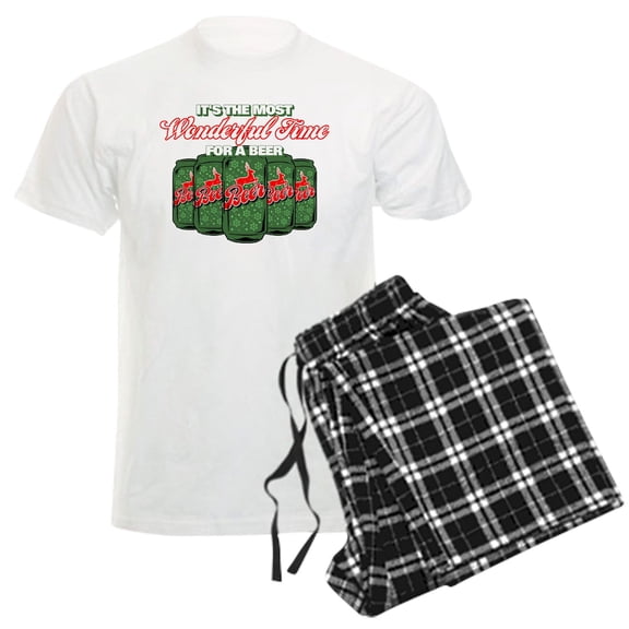 CafePress - Wonderful Time For A Beer Men's Light Pajamas - Men's Light Loose Fit Cotton Pajama Set