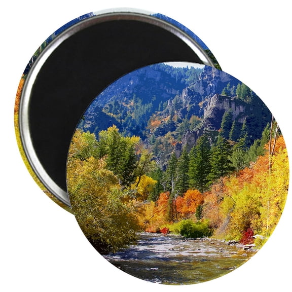 CafePress - Wood Camp Magnet - 2.25" Round Magnet, Refrigerator Magnet, Button Magnet Style
