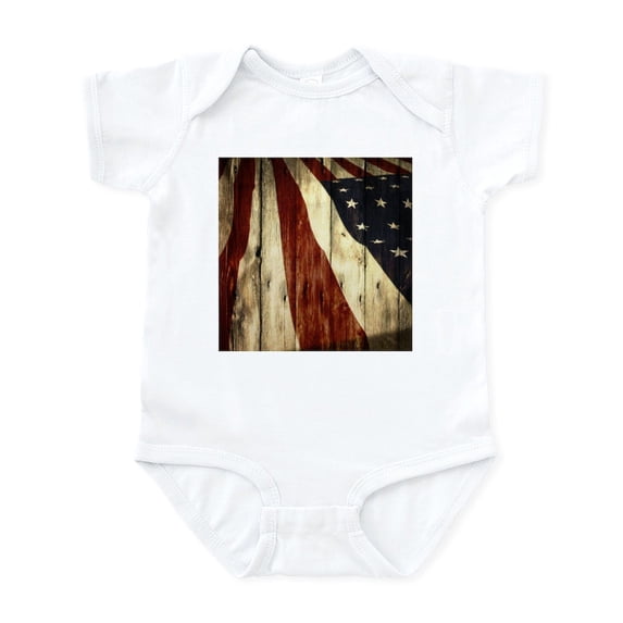 CafePress - Wood Grain USA American Flag Body Suit - Baby Light Bodysuit, Size Newborn - 24 Months