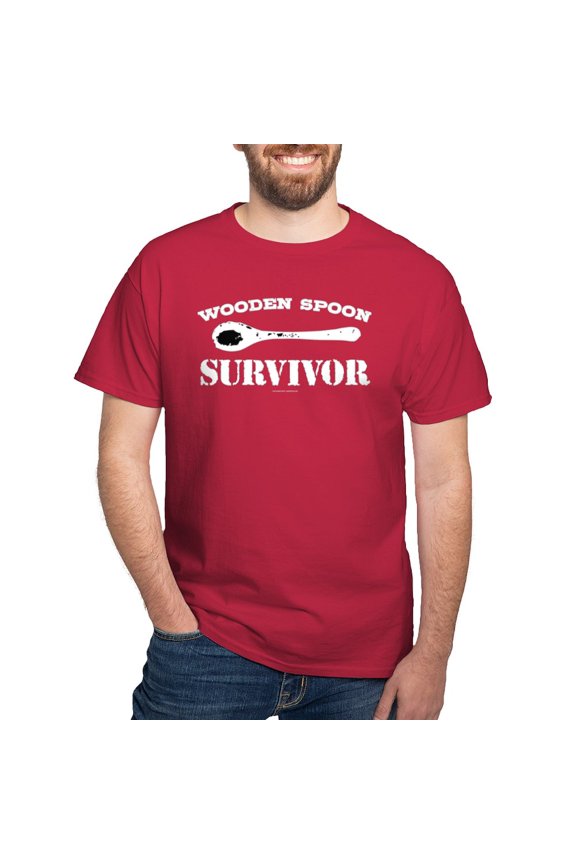 - Wooden Spoon Survivor T Shirt - Men's Classic Graphic Cotton T-Shirt